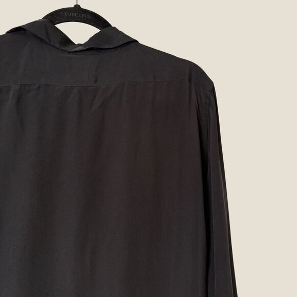 Lauren Ralph Lauren 100% Silk Button Down Black Blouse Size 4 - Picture 9 of 13